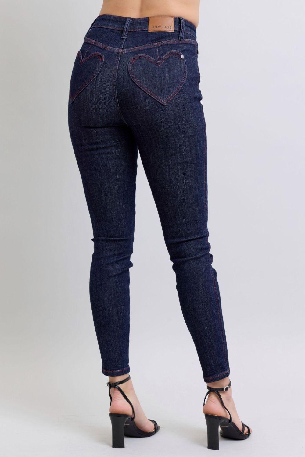 Judy Blue Full Size Heart Shaped Back Pocket Skinny Jeans-1