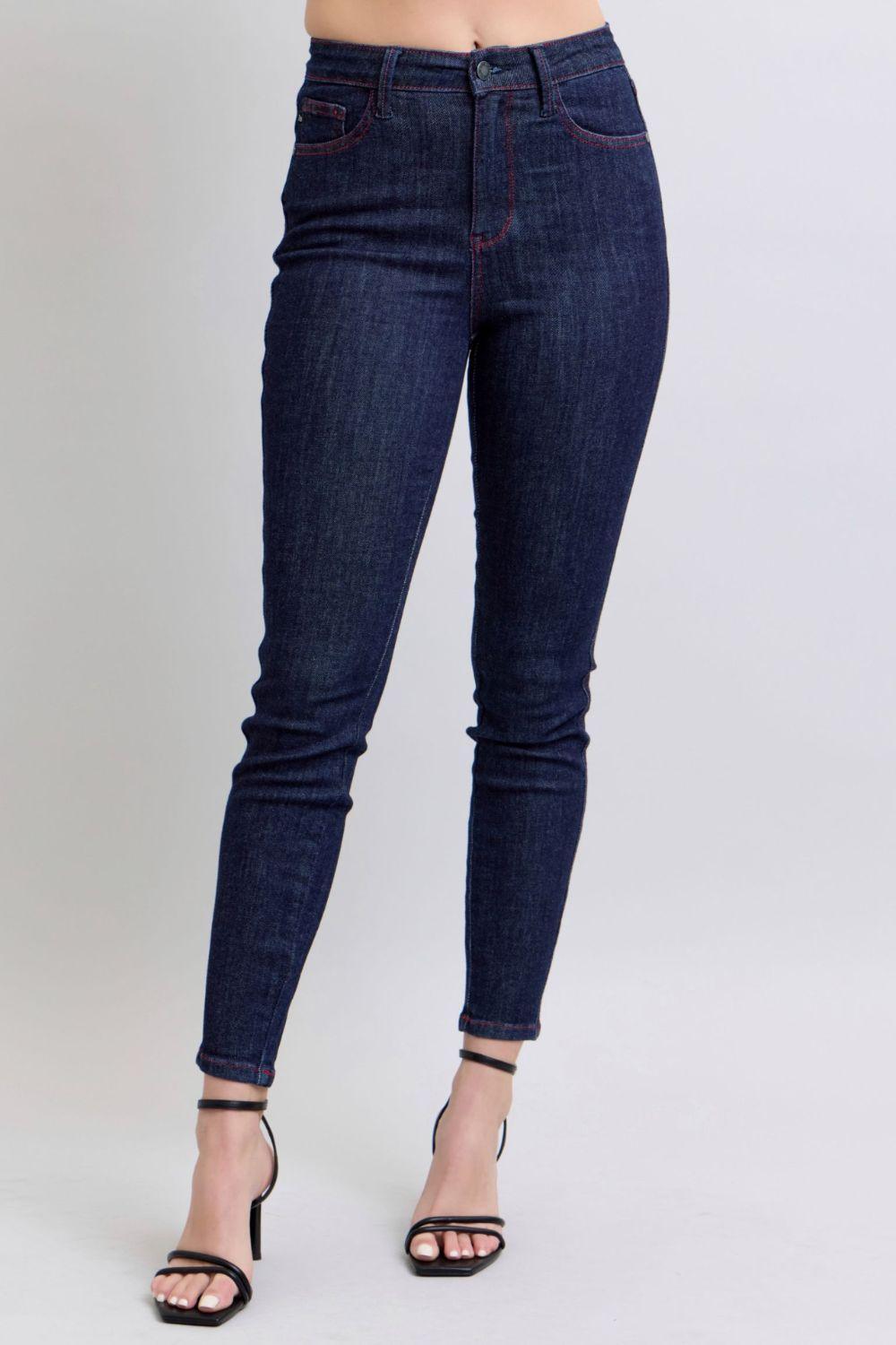 Judy Blue Full Size Heart Shaped Back Pocket Skinny Jeans-0