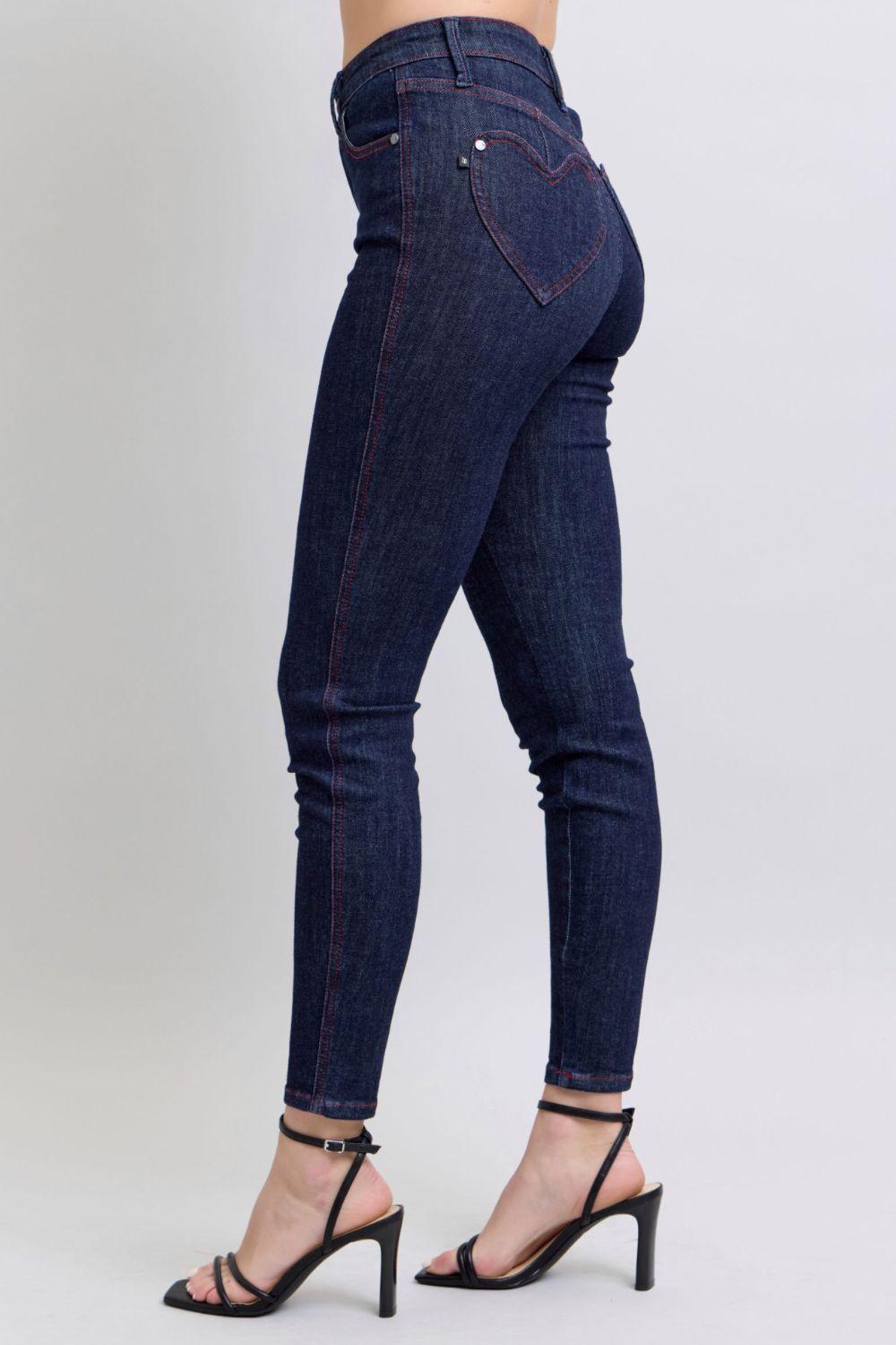 Judy Blue Full Size Heart Shaped Back Pocket Skinny Jeans-2