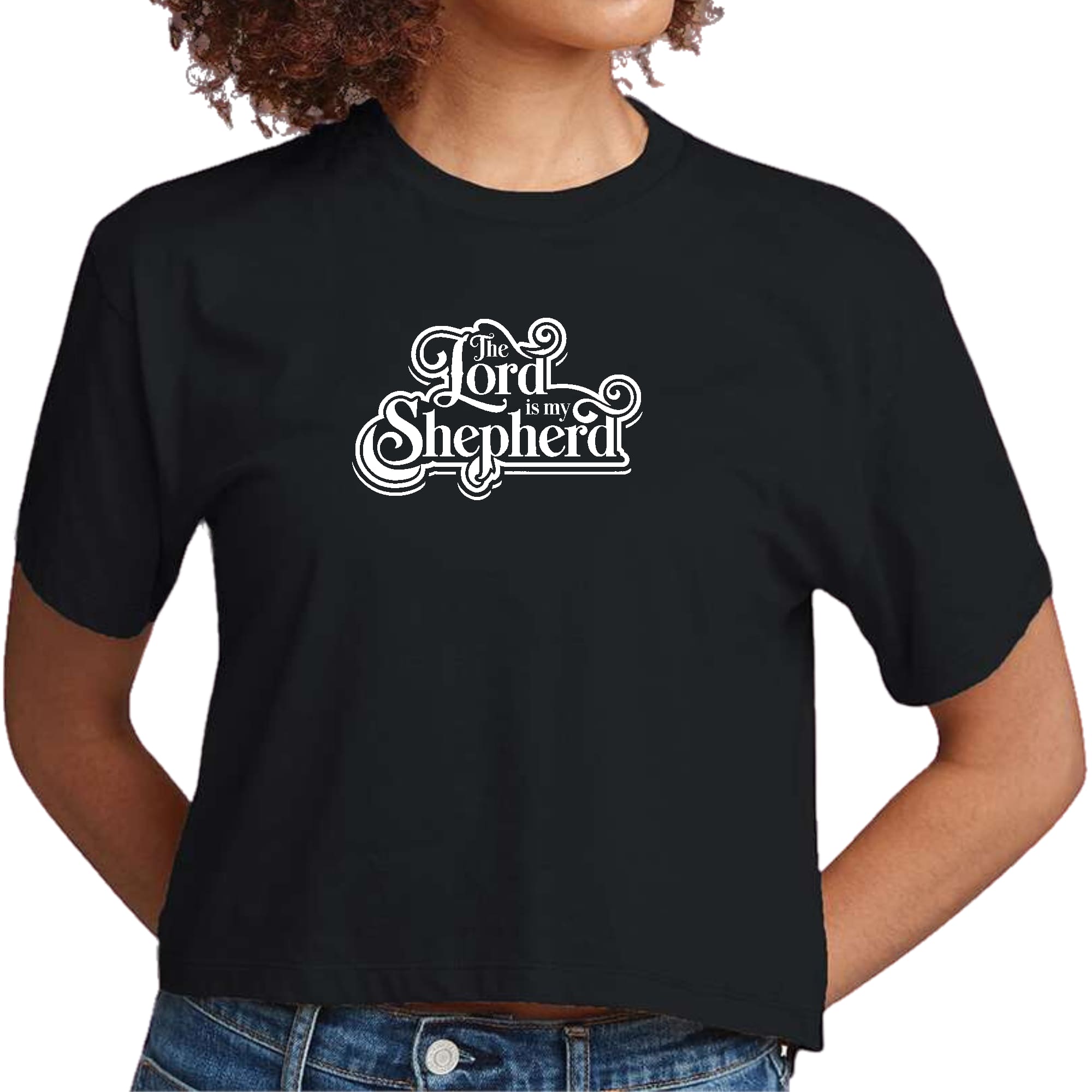 Womens Cropped Graphic T-shirt - the Lord is my Shepherd