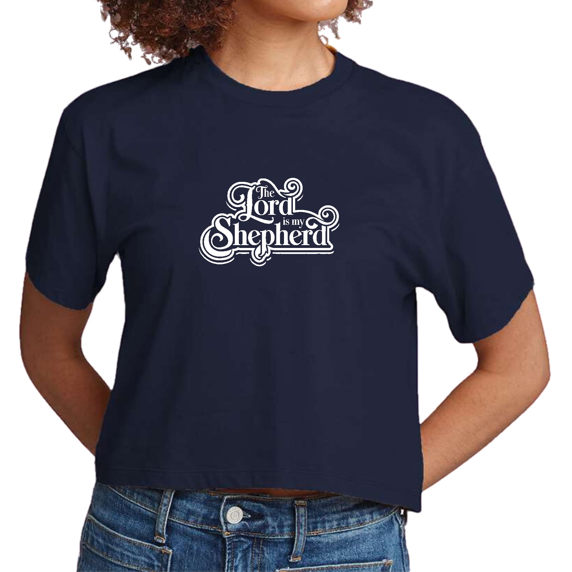 Womens Cropped Graphic T-shirt - the Lord is my Shepherd