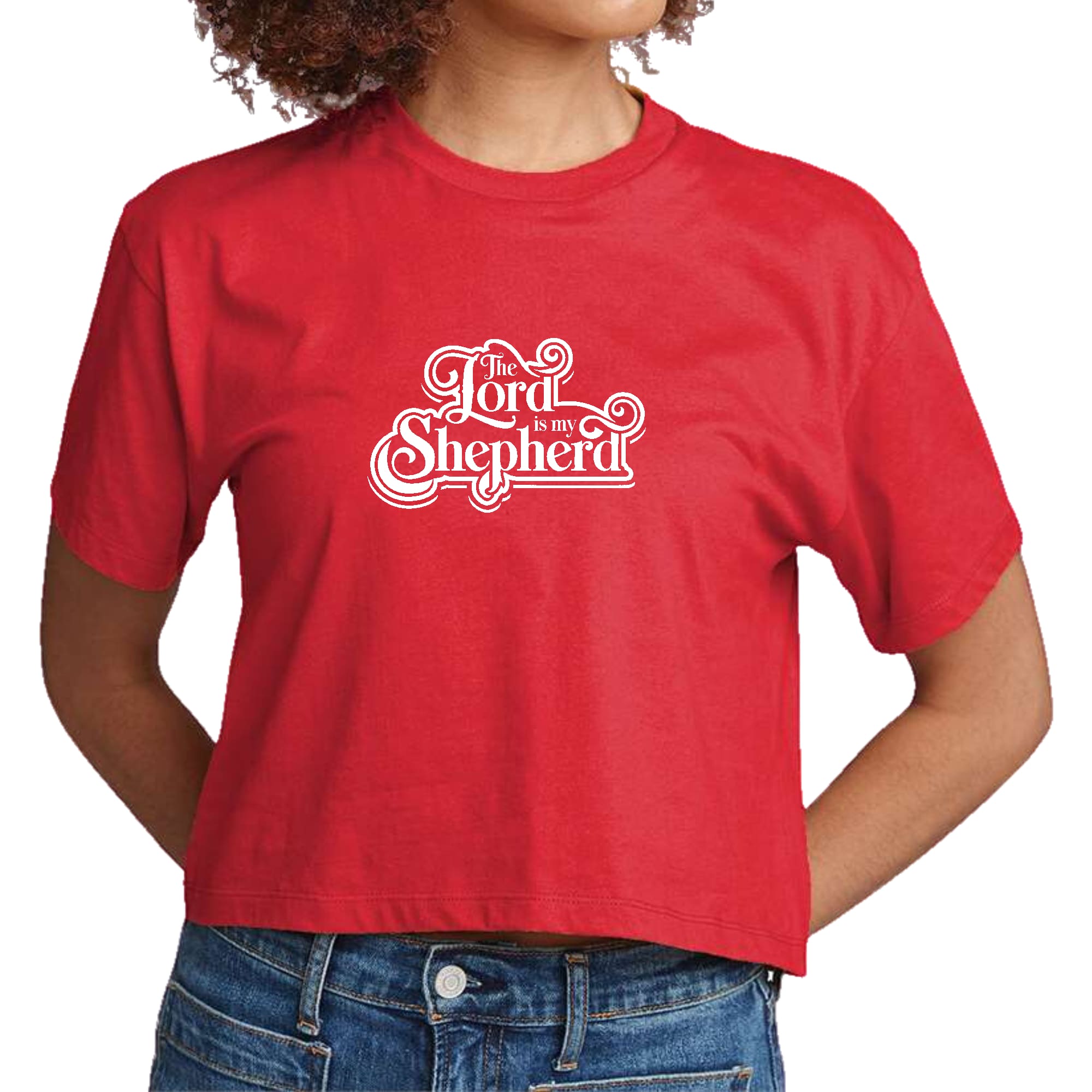 Womens Cropped Graphic T-shirt - the Lord is my Shepherd