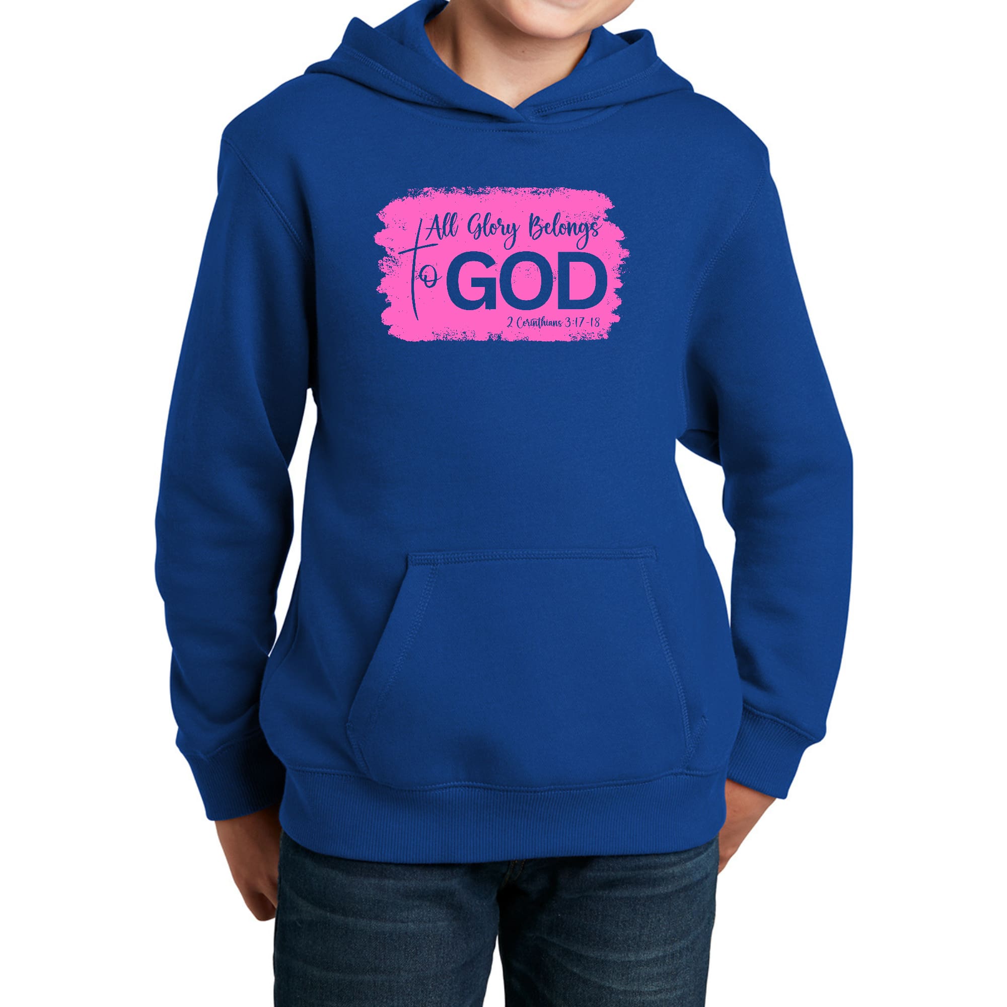 Youth Long Sleeve Hoodie All Glory Belongs to God Christian